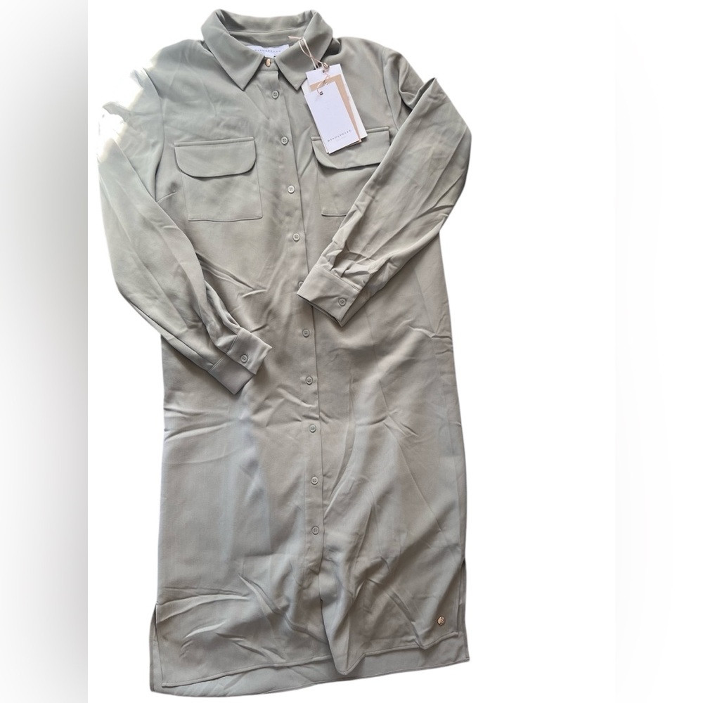 Rino & Pelle Olive Green Midi Shirt Dress | Small